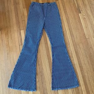 Altar’d State Navy and Pinstripe Flare Jeans